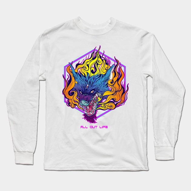 wolf fire Long Sleeve T-Shirt by bocel eco